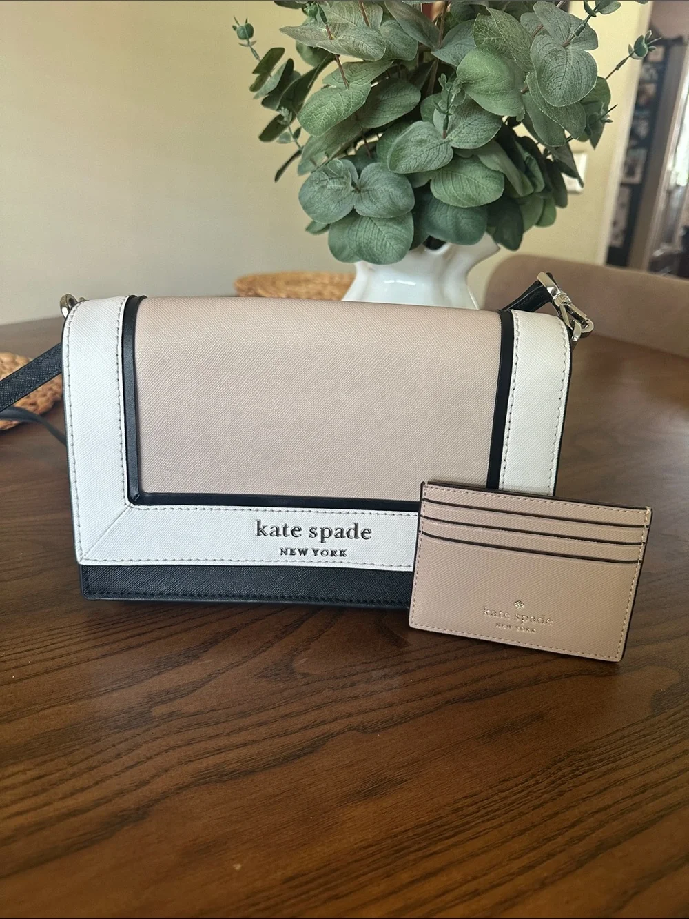 kate spade Colorblock Leather Crossbody Bag - Tan, Off White, Black